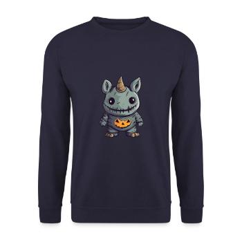 Nashorn Halloween Lustig Zombie - Unisex Pullover - Navy - Vorne - Alina (178cm) & Michal (187cm)