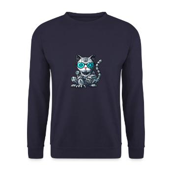 Cool Cats Cyborg Mech Illustration de bande dessinée - Sweat-shirt Unisexe - marine - Devant - Alina (178cm) & Michal (187cm)