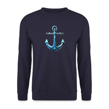 Küstendeern blauer Anker - Unisex Pullover - Navy - Vorne - Alina (178cm) & Michal (187cm)
