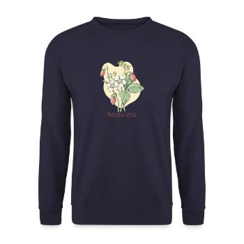 Dessin botanique commun de fraise des bois - Sweat-shirt Unisexe - marine - Devant - Alina (178cm) & Michal (187cm)