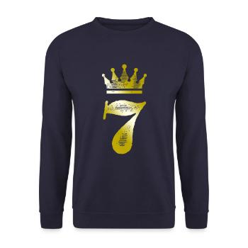 7 Chiffre Couronne Or - Sweat-shirt Unisexe - marine - Devant - Alina (178cm) & Michal (187cm)