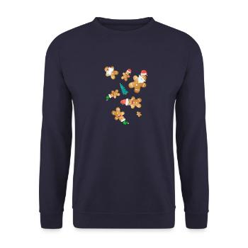 Gingerbread,Christmas,Sweets,Gingerbread Men - Unisex Sweatshirt - navy - Front - Alina (178cm) & Michal (187cm)