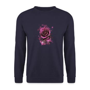 Pink, Rose, Ink, Painting, Illustration - Unisex Sweatshirt - navy - Front - Alina (178cm) & Michal (187cm)