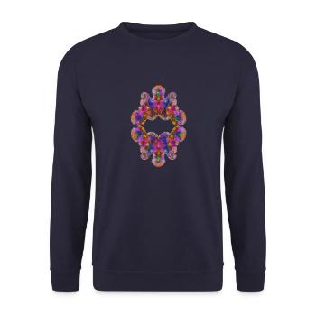 Blumige psychedelische kaleidoskopische Blüte - Unisex Pullover - Navy - Vorne - Alina (178cm) & Michal (187cm)