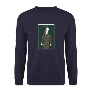Vogelland - Herr Storch - Unisex Pullover - Navy - Vorne - Alina (178cm) & Michal (187cm)