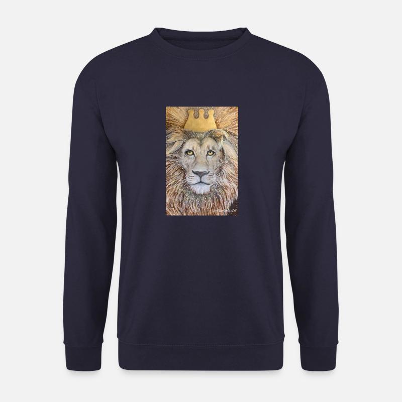 König. Löwe mit goldener Krone. - Unisex Pullover - Navy