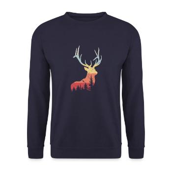 Cerf - Sweat-shirt Unisexe - marine - Devant - Alina (178cm) & Michal (187cm)