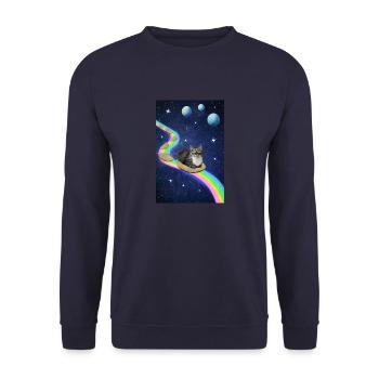 Cute cat in space - Unisex Sweatshirt - navy - Front - Alina (178cm) & Michal (187cm)