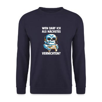 Gaming Skelett am Vernichten - Computer - Unisex Pullover - Navy - Vorne - Alina (178cm) & Michal (187cm)