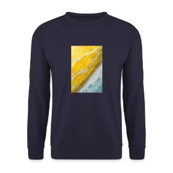 Abstract 4d Pastel Yellow - Unisex Pullover - Navy - Vorne - Alina (178cm) & Michal (187cm)