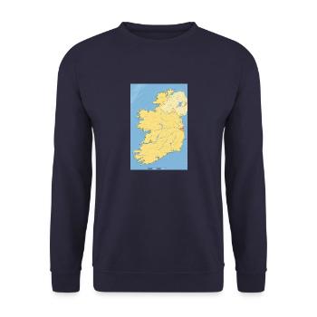 Irland Karte mit Städten Straßen Flüssen Seen - Unisex Pullover - Navy - Vorne - Alina (178cm) & Michal (187cm)