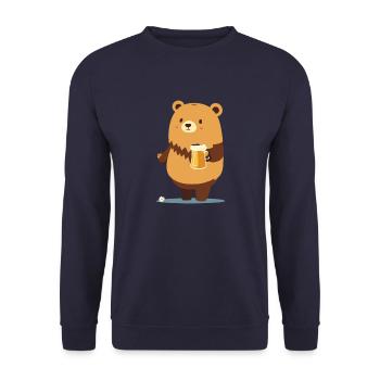 Mignon ours en peluche avec de la bière - Sweat-shirt Unisexe - marine - Devant - Alina (178cm) & Michal (187cm)