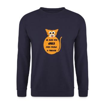 Chat enrobé mignon - Sweat-shirt Unisexe - marine - Devant - Alina (178cm) & Michal (187cm)
