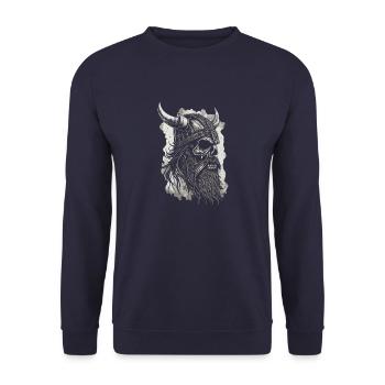 Wikinger Krieger Walhalla Nordischer Krieger - Unisex Pullover - Navy - Vorne - Alina (178cm) & Michal (187cm)