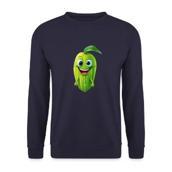 Kawaii Gemüse-Träumchen: Gurke, Grüner Kürbis & Zu - Unisex Pullover - Navy - Vorne - Alina (178cm) & Michal (187cm)