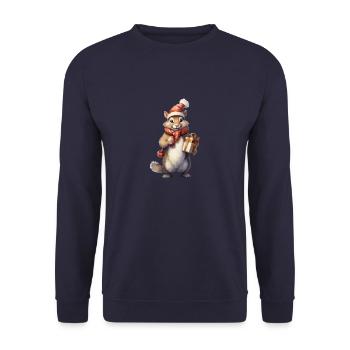 Weihnachtseichhörnchen4 - Unisex Pullover - Navy - Vorne - Alina (178cm) & Michal (187cm)