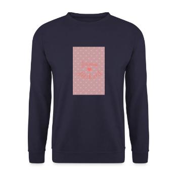 Traumhochzeit Poster mit Herzen - Unisex Pullover - Navy - Vorne - Alina (178cm) & Michal (187cm)