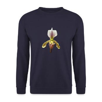 Paphiopedilum Lady's Slipper Orchid Orchid Blossom - Unisex Sweatshirt - navy - Front - Alina (178cm) & Michal (187cm)