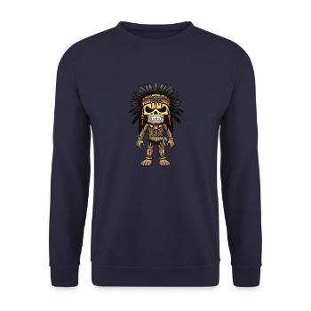 Apache Indian Skeleton - Unisex Sweatshirt - navy - Front - Alina (178cm) & Michal (187cm)