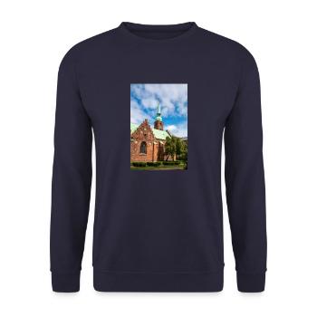 Abbey Church (Klosterkirken) Aarhus City Denmark - Unisex Sweatshirt - navy - Front - Alina (178cm) & Michal (187cm)