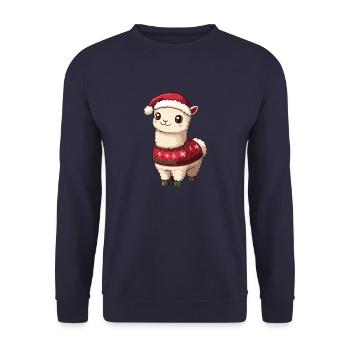 Alpaca Llama Christmas Comic - Unisex Sweatshirt - navy - Front - Alina (178cm) & Michal (187cm)