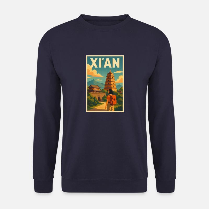 Xian Retro Poster Design - Unisex Pullover - Navy