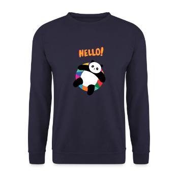 Chill Panda Says Hello - Gift Idea - Unisex Sweatshirt - navy - Front - Alina (178cm) & Michal (187cm)