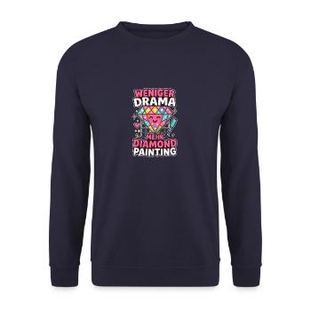 Weniger Drama mehr Diamond Painting - Unisex Pullover - Navy - Vorne - Alina (178cm) & Michal (187cm)