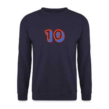 10. 10 JAHRE. 10-JÄHRIGES JUBILÄUM. 10-JÄHRIGES JUBILÄUM. - Unisex Pullover - Navy - Vorne - Alina (178cm) & Michal (187cm)