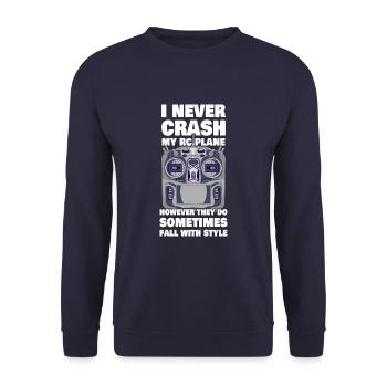 RC Airplane RC Pilot Remote Control Plane - Unisex Sweatshirt - navy - Front - Alina (178cm) & Michal (187cm)