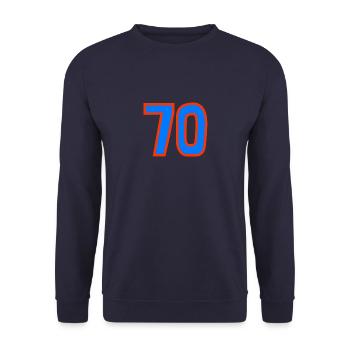 70. 70 ANS. 70e ANNIVERSAIRE. ANNIVERSAIRE 70 ANS. - Sweat-shirt Unisexe - marine - Devant - Alina (178cm) & Michal (187cm)