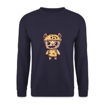 Alpaka Llama Halloween Lustig Zombie - Unisex Pullover - Navy - Vorne - Alina (178cm) & Michal (187cm)
