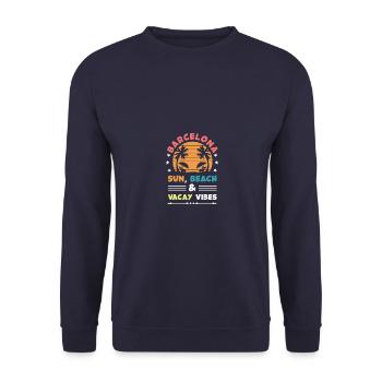 Barcelona Sommer Vibes - Unisex Pullover - Navy - Vorne - Alina (178cm) & Michal (187cm)