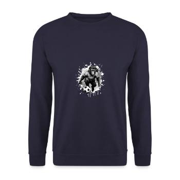 Monkey Soccer Sports Team - Unisex Sweatshirt - navy - Front - Alina (178cm) & Michal (187cm)