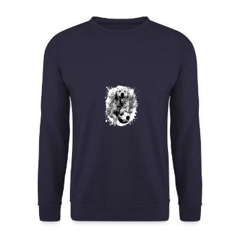 Golden Retriever Hund Fussball Sport - Unisex Pullover - Navy - Vorne - Alina (178cm) & Michal (187cm)