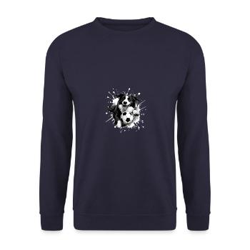 Border Collie Chien Football Sport - Sweat-shirt Unisexe - marine - Devant - Alina (178cm) & Michal (187cm)