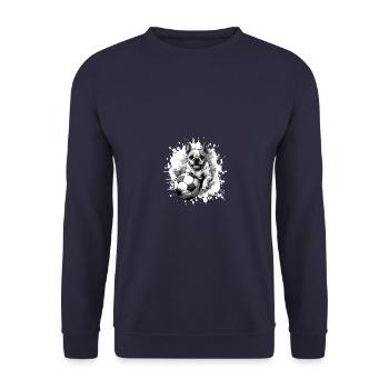 Französische Bulldogge Hund Fussball - Unisex Pullover - Navy - Vorne - Alina (178cm) & Michal (187cm)