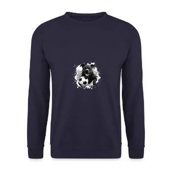 Staffordshire Bull Terrier Hund Fussball - Unisex Pullover - Navy - Vorne - Alina (178cm) & Michal (187cm)