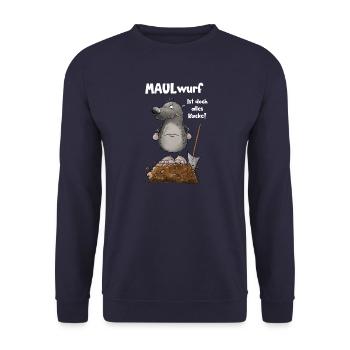Schlechte Laune Nö Maulwurf Wortspiel - Unisex Pullover - Navy - Vorne - Alina (178cm) & Michal (187cm)