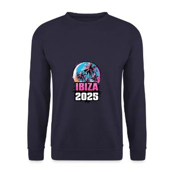 Ibiza 2025 Palm Trees - Unisex Sweatshirt - navy - Front - Alina (178cm) & Michal (187cm)