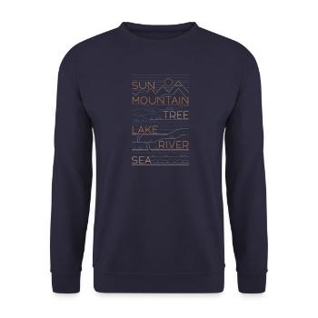 Sonne Berge Bäume See Meer Liebe - Unisex Pullover - Navy - Vorne - Alina (178cm) & Michal (187cm)