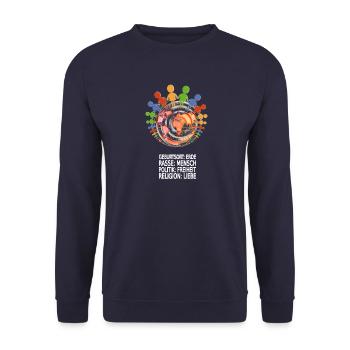 Gegen Rassismus - Unisex Pullover - Navy - Vorne - Alina (178cm) & Michal (187cm)