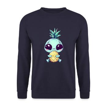Alien avec coiffure punk ananas - Sweat-shirt Unisexe - marine - Devant - Alina (178cm) & Michal (187cm)