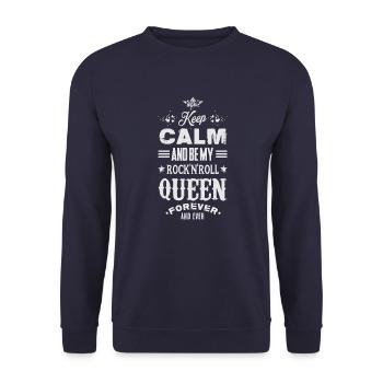 KEEP CALM AND BE MY ROCK'N'ROLL QUEEN - Unisex Sweatshirt - navy - Front - Alina (178cm) & Michal (187cm)