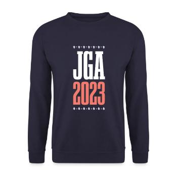 Jga 2023 Junggesellenabschied - Unisex Pullover - Navy - Vorne - Alina (178cm) & Michal (187cm)
