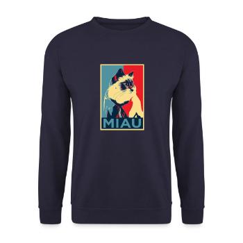 baby bell cat - meow - Obama Style - Unisex Sweatshirt - navy - Front - Alina (178cm) & Michal (187cm)