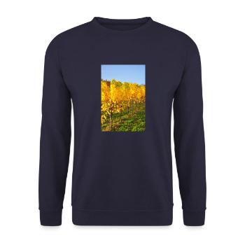 Mosel-Rieslingreben im Herbst 2 - Unisex Pullover - Navy - Vorne - Alina (178cm) & Michal (187cm)