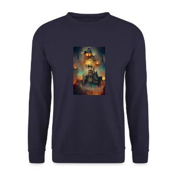 Horror House, Halloween Castle, Monster Castle, G - Unisex Sweatshirt - navy - Front - Alina (178cm) & Michal (187cm)