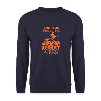 Can you feel the spooky vibes, Halloween - Unisex Sweatshirt - navy - Front - Alina (178cm) & Michal (187cm)