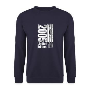 2005 Geburtstag 18 Jahre Limited Edition - Unisex Pullover - Navy - Vorne - Alina (178cm) & Michal (187cm)
